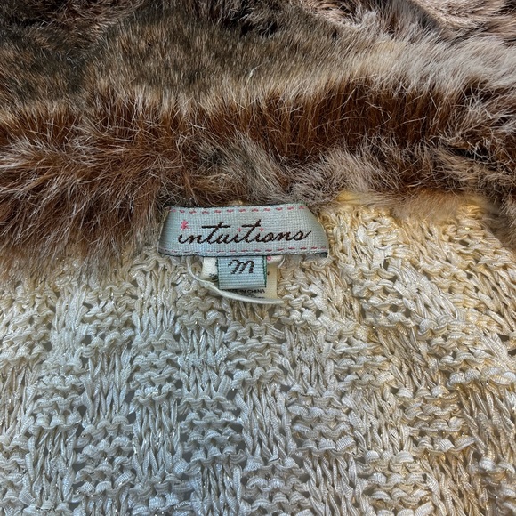 Intuitions Fur Trim Knit Cardigan N106-41 - Picture 2 of 7